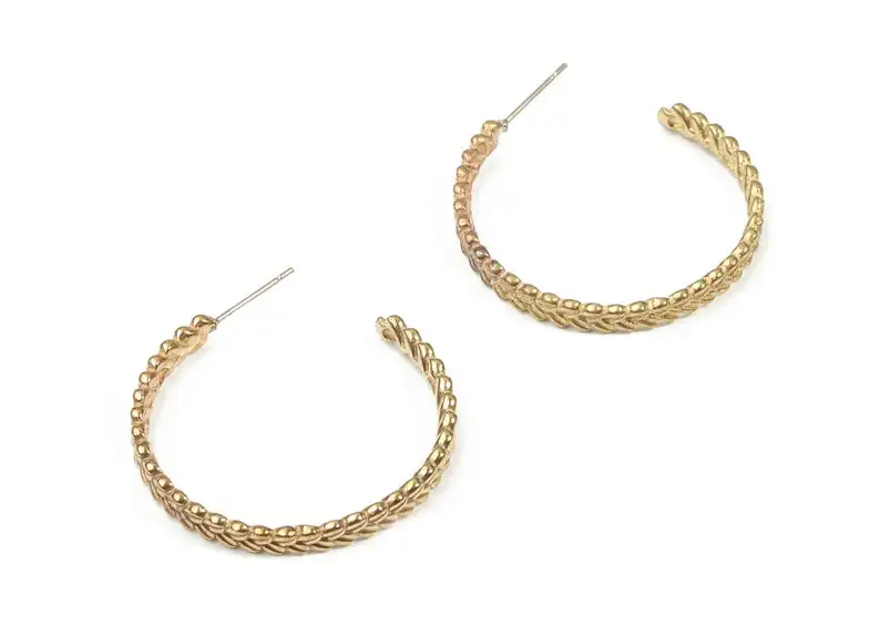 Латунные серьги гвоздики с открытым кольцом необработанные латунные шевроном