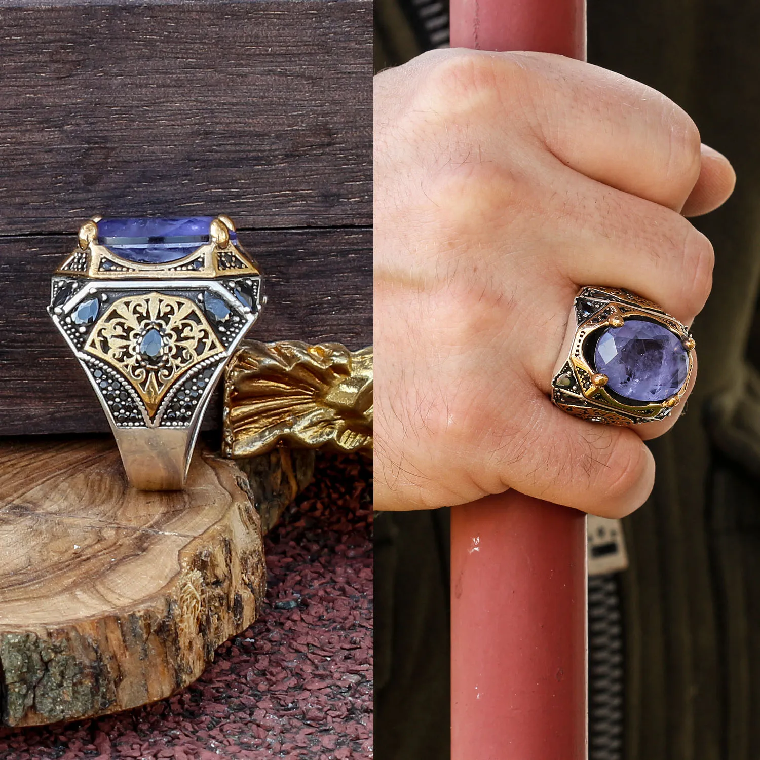 

Ala Series-Special Design Silver Ring with Paraiba Stone Fashion Turkish Premium Quality Handmade Jawelery