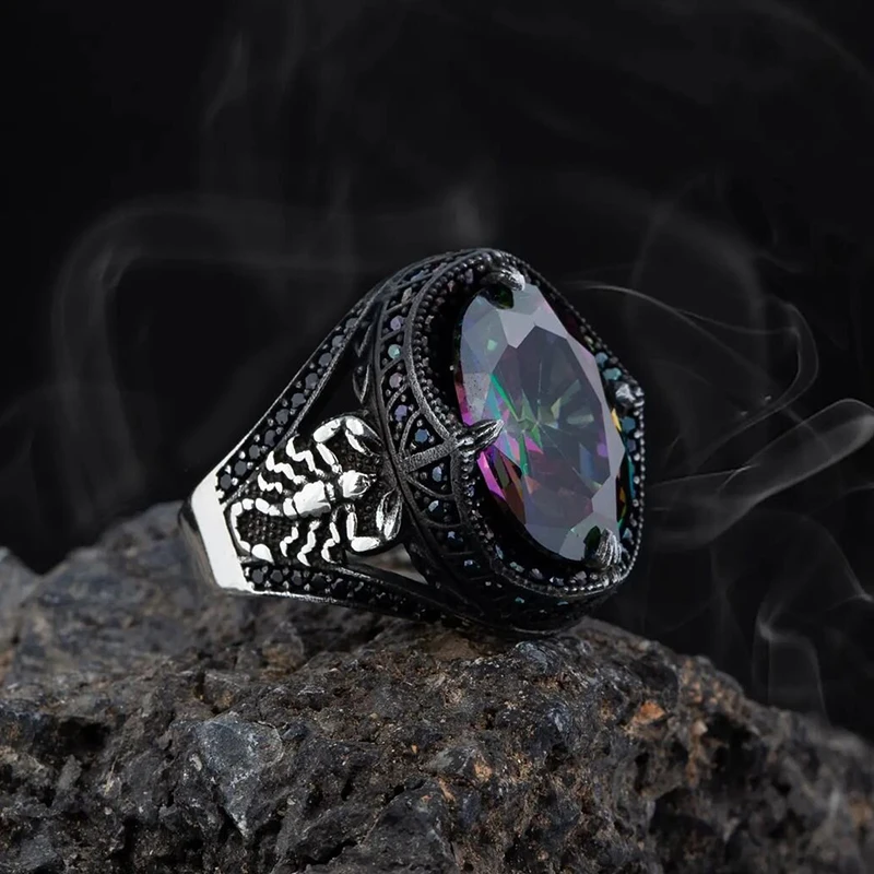 

Alexandrite Stone 925 Sterling Silver Ring for Men , Jewelry Fashion Vintage Gift Onyx Aqeq Mens Rings All Size