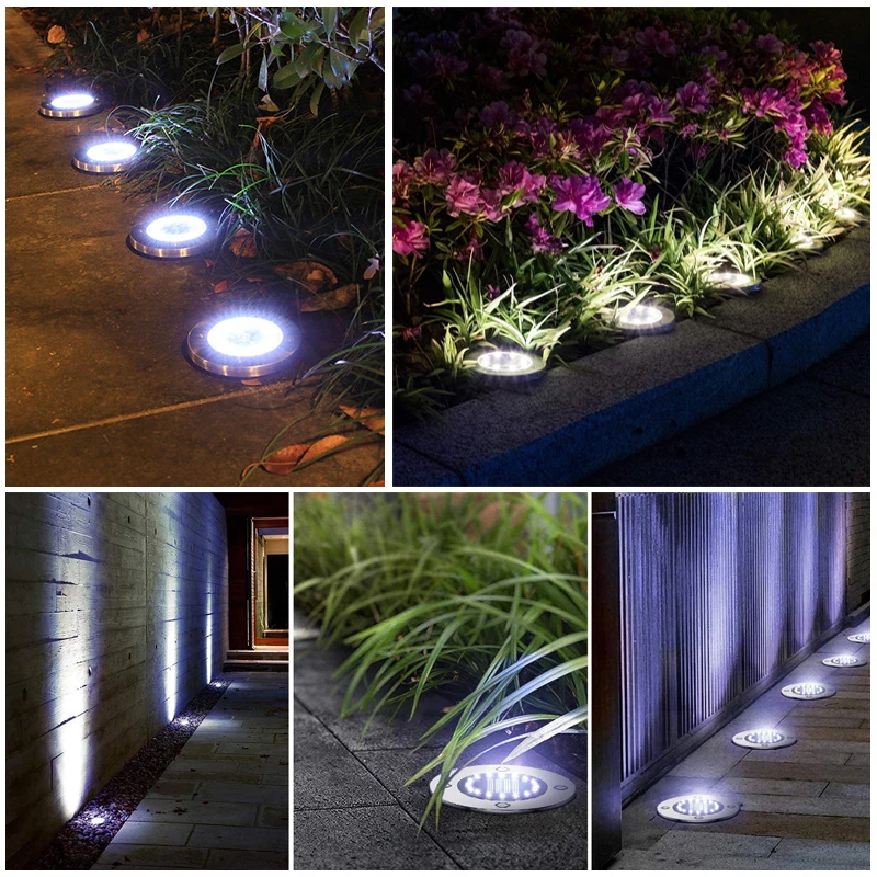 

Outdoor Lawn LED Solar Light Underground Garden Pathway Lamp Waterproof Patio Deck Ground Decor Lighting