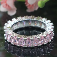 25x5mm romantic aaa pink kunzite females wedding silver rings wholesale drop shipping