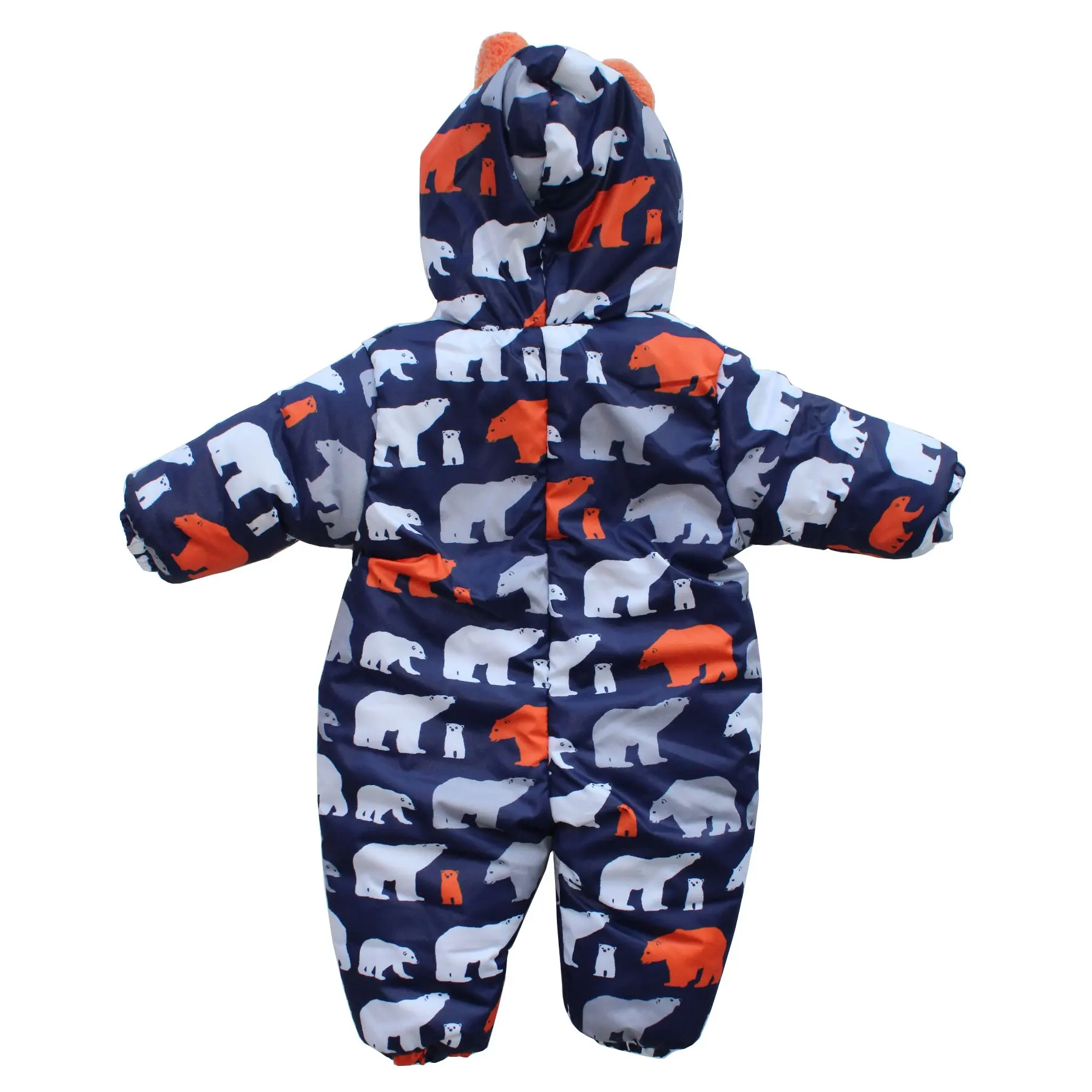 

Polar Bear Printed Orange Inside Plush Cosmonaut Jumpsuit