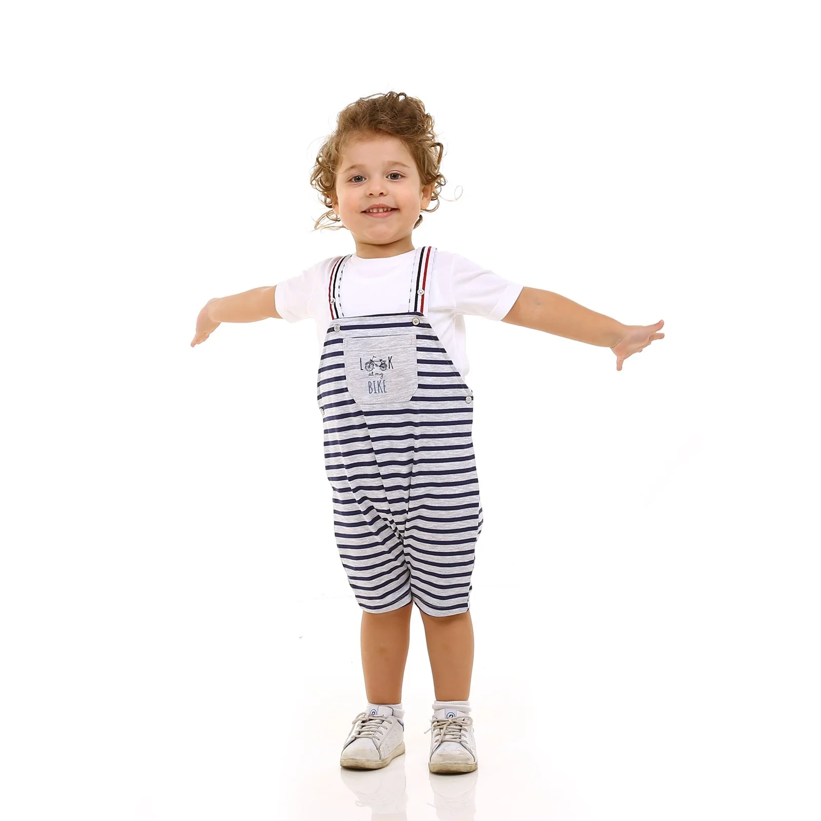 Ebebek HelloBaby Детский мальчик велосипед тема полосатый комбинезон набор футболок| |