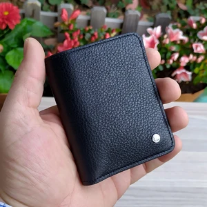 Male Wallet Genuine Leather Luxury High Quality Slim Coin Card Holder Pocket Bag Small Black Badge H in Pakistan