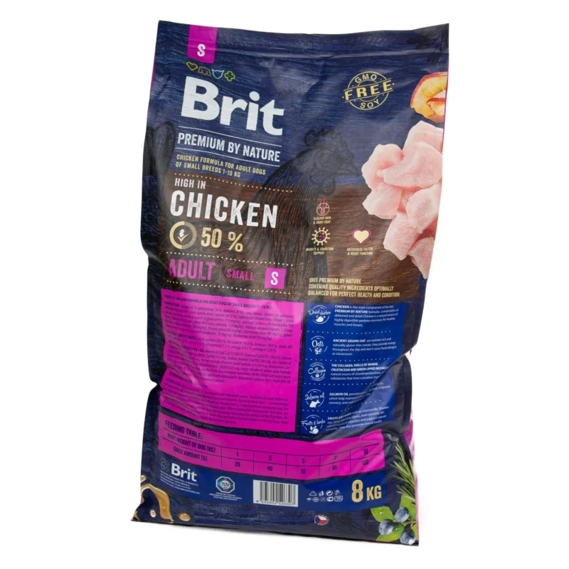 Корм Brit Premium by Nature Adult S для взрослых собак мелких пород Курица 8 кг.|Сухой корм