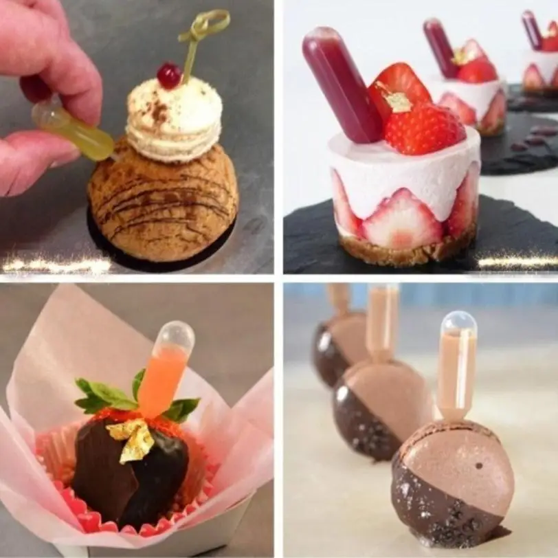 

50 stks/pak Dessert Sap Stro Dropper Flow Hart Clip Jam Stro Buret Dessert Keuken Bakken Decoratie Cake Bakken Tool