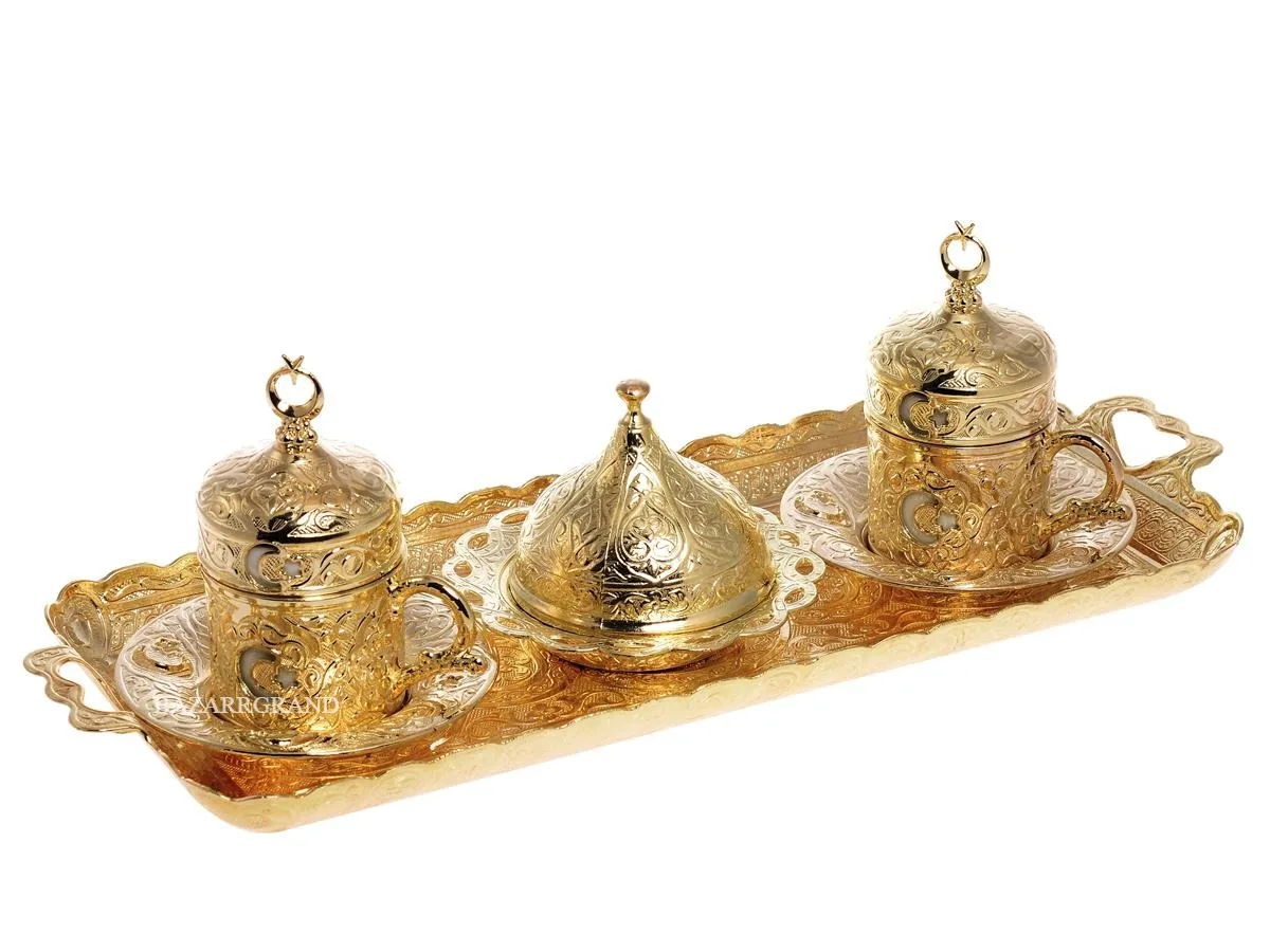 

WHITE-YELLOW-MINI-ANTIQUE COPPER-ANTIQUE YELLOW COFFEE SET-DOUBLE COFFEE SET - AYYILDIZLI - YOUR ELEGANT COFFEE SET
