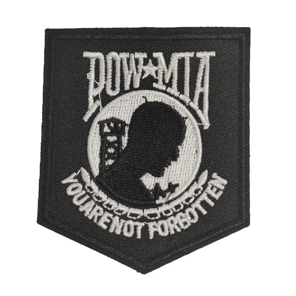7 см черный значок POW MIA, термоэтикетки на одежду, клейкие термо-наклейки для одежды, патчи для одежды, патчи для утюга, цианороза