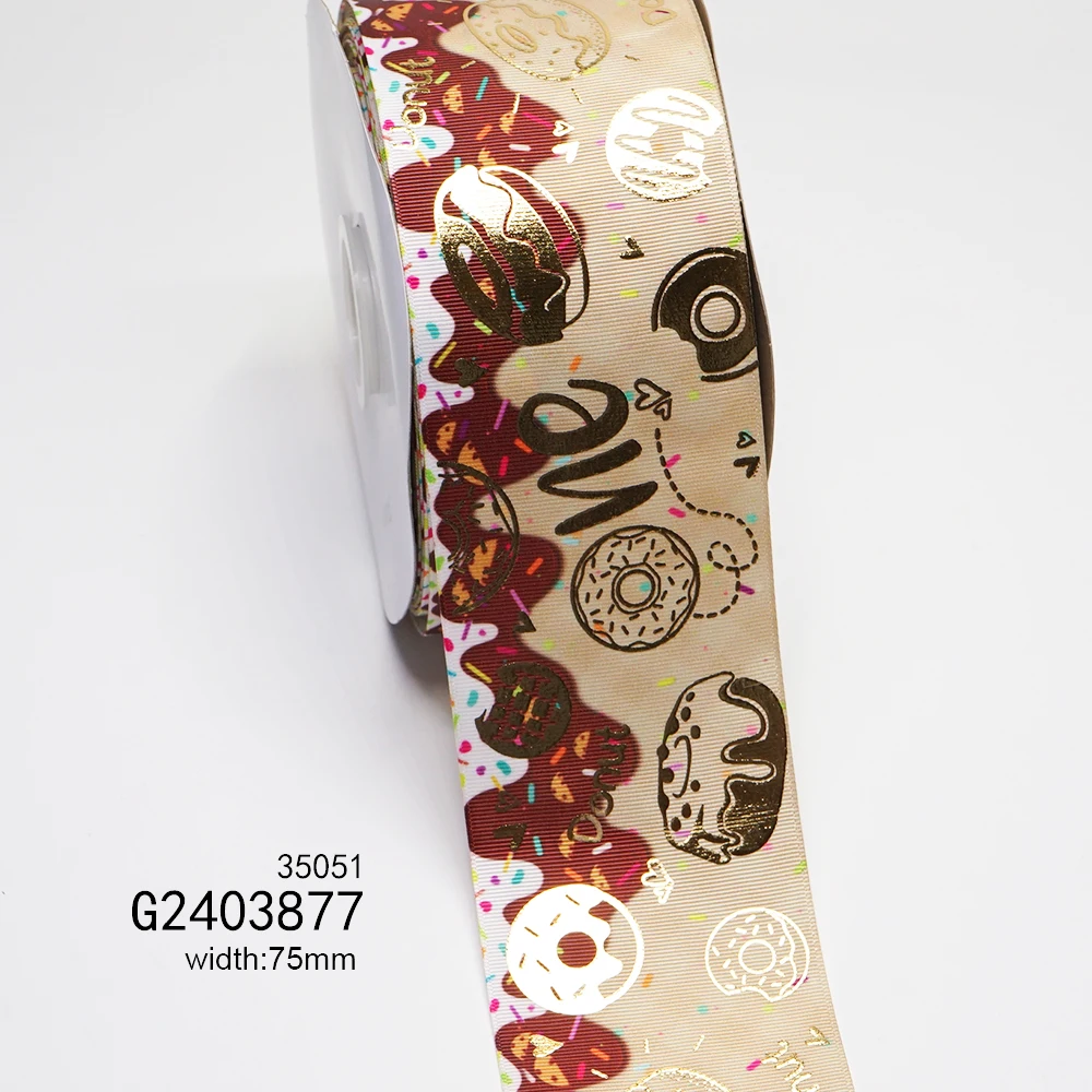 Голографическая лента из фольги с принтом в виде пончика 3 дюйма 75 мм 50 ярдов