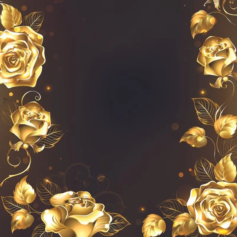 

Curtain Gold Roses on Dark Background Flower Bouquet Floral Classic Decorating Artwork Printed