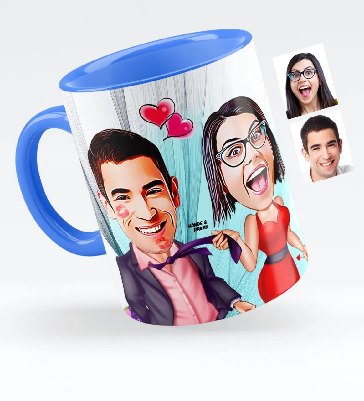 

Personalized Valentine Caricature Of Blue Mug cup-4