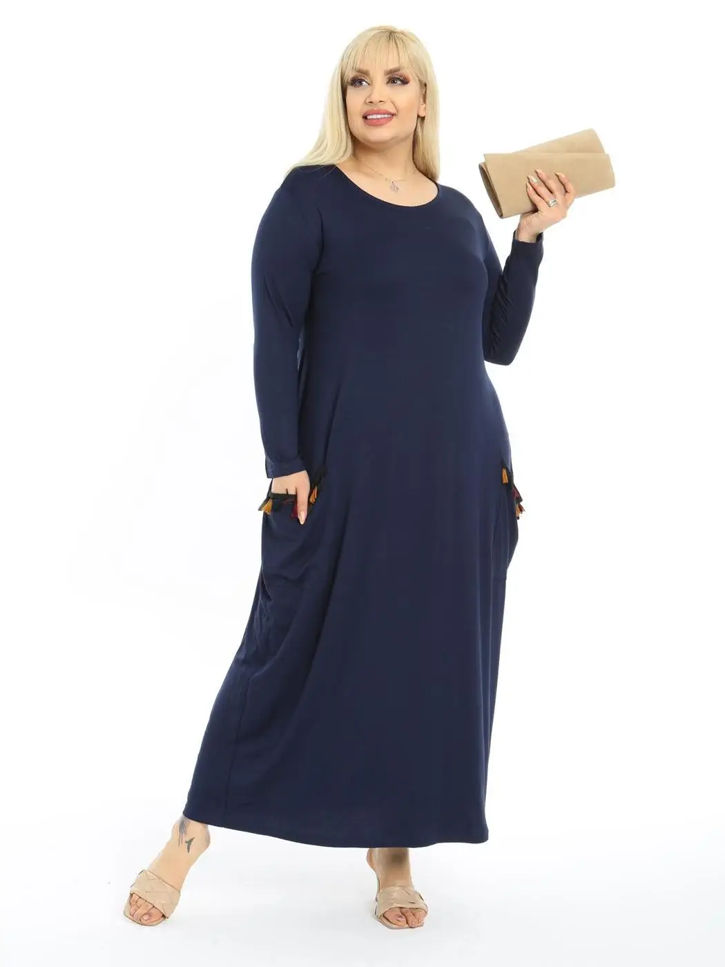 Plus Size Women Clothing 2022 Summer Solid Color Straight Ankle-Length Lycra Knitted Viscose Made in Turkey XL 2XL 3XL 4XL 5XL