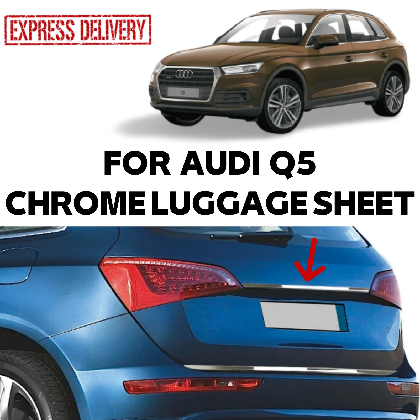 

Audi Q5 2018-2020 For Chrome Tailgate trunk Lid Handle Trim Cover Stainless Steel Plate Slim Long Short Accessories Modified