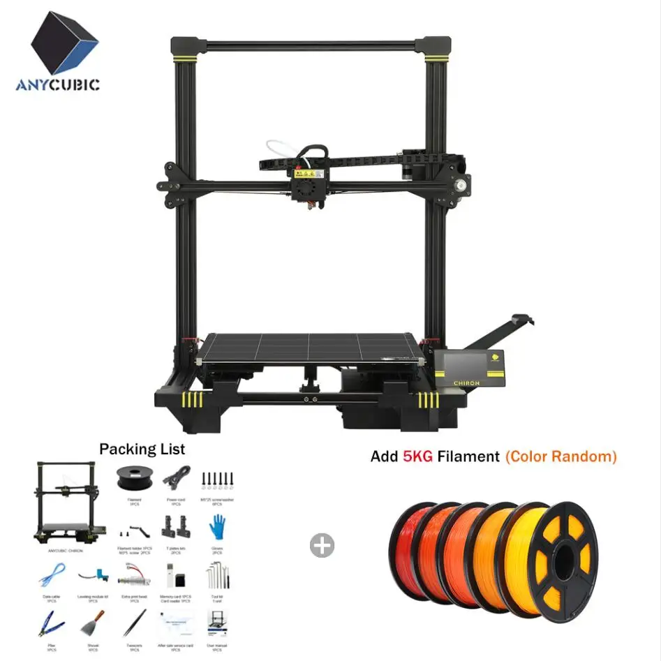 ANYCUBIC Chiron 3d принтер большого размера плюс 400x400x450 мм экструдер двойной Z Axisolor PLA нитей комплект Impressora 3d Drucker - Цвет: Chiron-Add5Filament