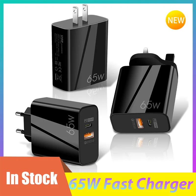 Быстрое зарядное устройство 65 Вт USB C Quick Charge 3 0 QC3.0 QC PD3.0 PD USB-A Type быстрое для Huawei iPhone