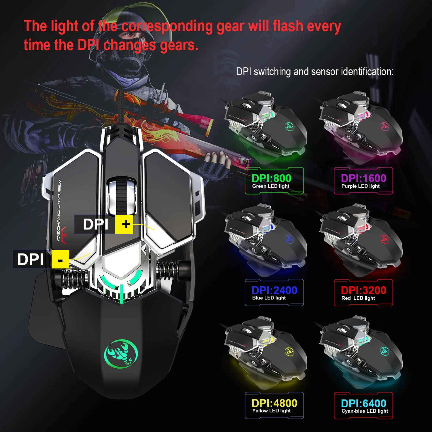 wired gaming mouse usb computer mice gaming rgb mouse gamer ergonomic mouse 9 button 6400dpi led silent game mice for pc laptop free global shipping