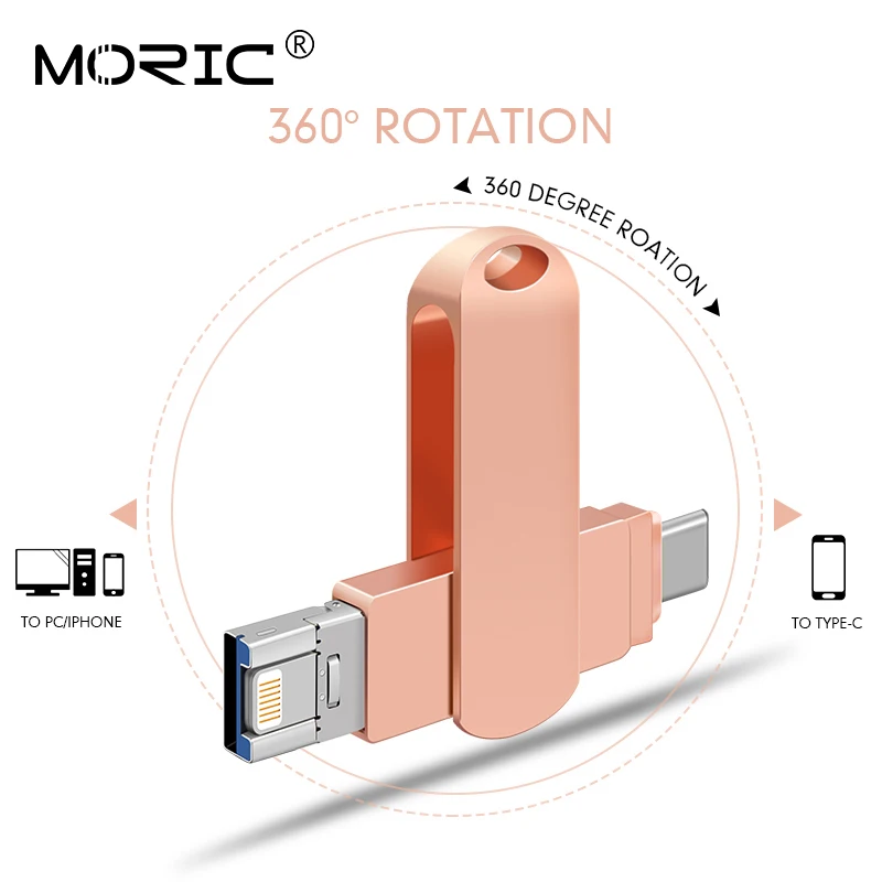 USB-флеш-накопитель 3 в 1 128 ГБ otg и type-c 32 64 Usb 0 флеш-накопитель для iPhone X/8 Plus/8/7 Plus