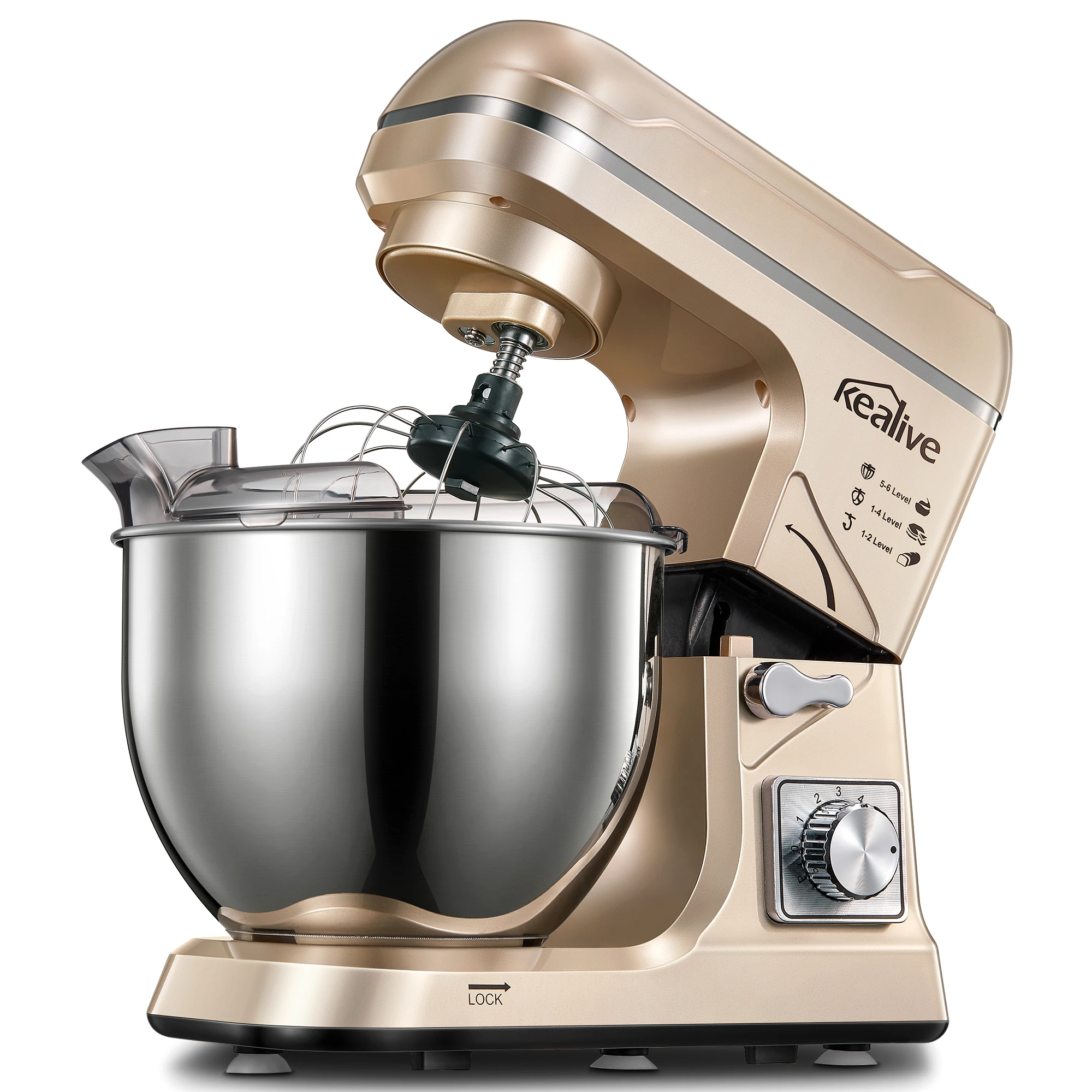 

Kitchen Electric Stand Mixer, 5.5QT 6+P Speed Tilt Head with Dough Hook, Wire Whip & Beater Stainless Steel Bowl