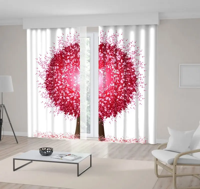 

Curtain Heart Tree Happiness Magical Nature Romantic Festive Decoration Lovely Art Red White