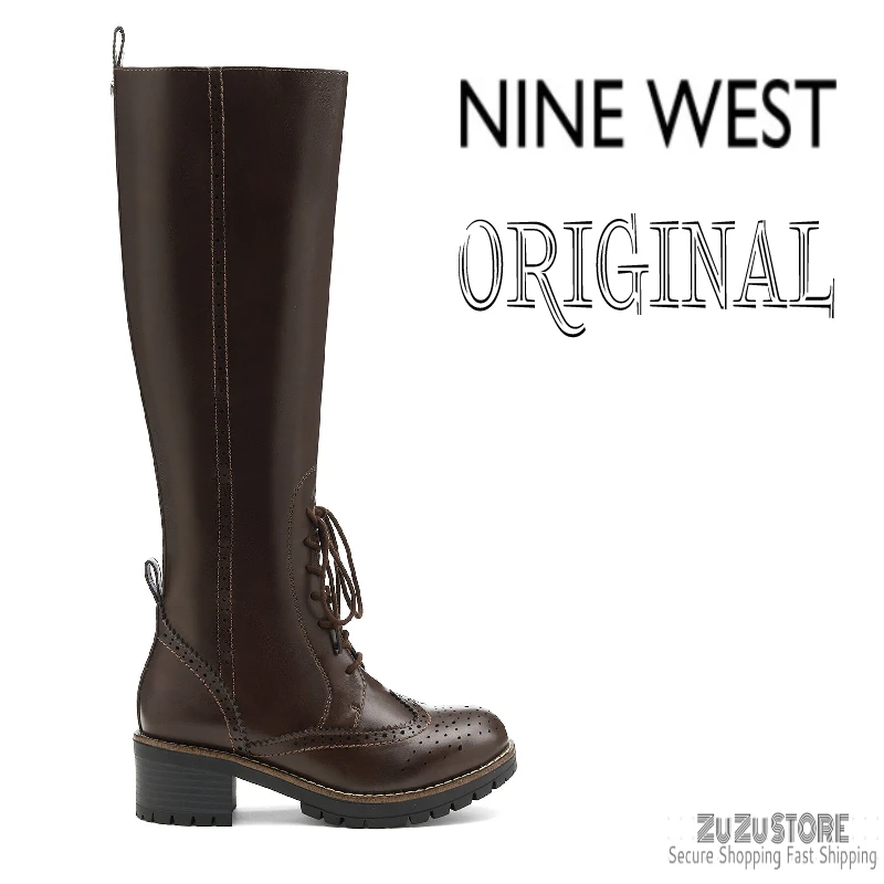 

NINE WEST Original SELONE 1PR Black And Brown Women's Boots Faux Leather