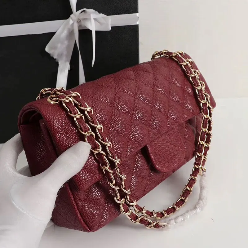 Бургундия Икра cadeia saco de ombro das mulheres marca de luxo de couro real da qualidade превосходный дизайн Classico da moda bolsas - Цвет: Бургундия