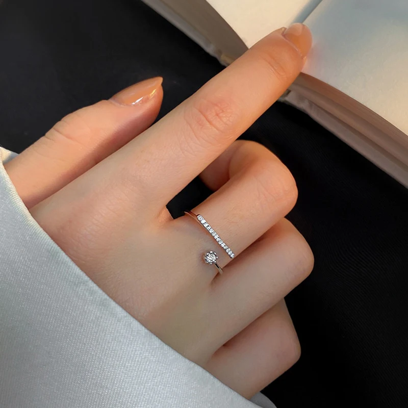 

2022 Shiny Zircon Geometric Open Rings For Women Men New Fashion Love Heart Pearl Finger Ring Wedding Party Jewelry Gifts