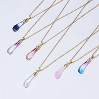 bohemian mix color transparent natural stone water drop irregular shape pendant necklace for women make a wish paper friend gift