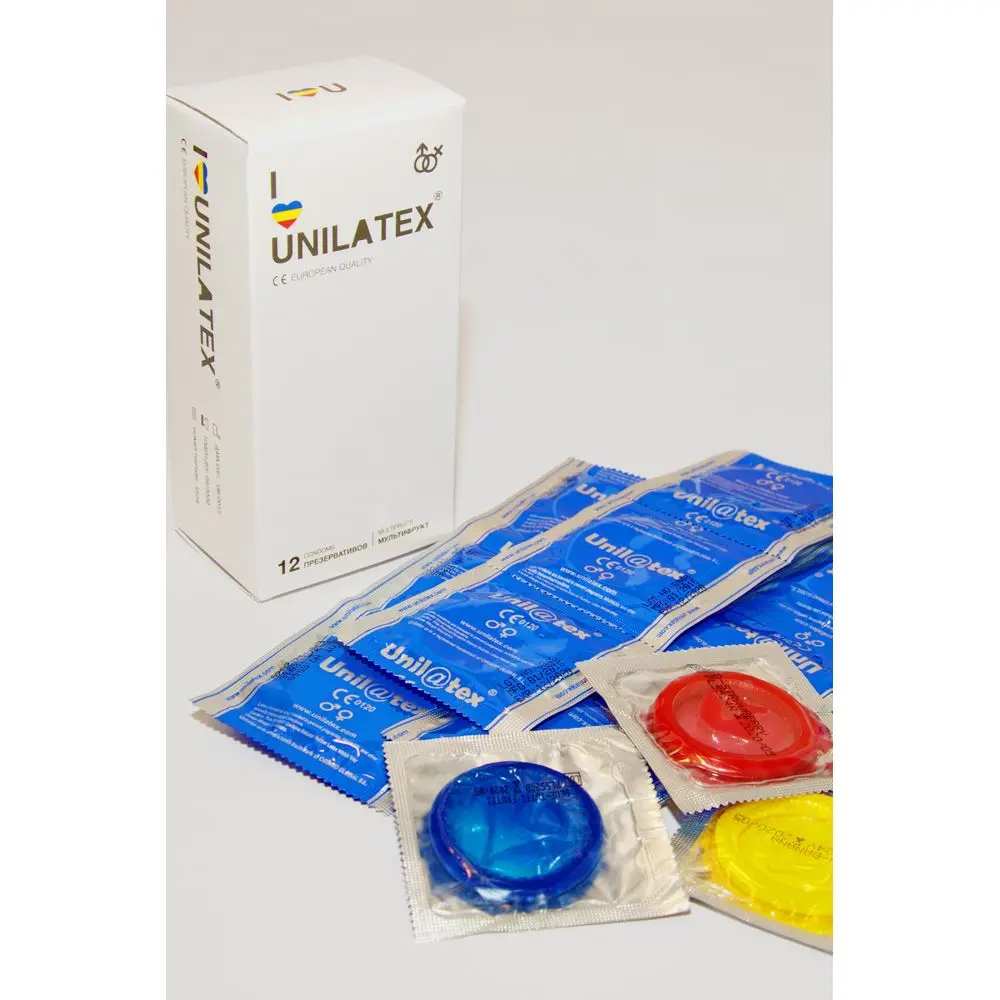 Презервативы Unilatex Multifrutis №12+3 ароматизированные цветные|Презервативы| |