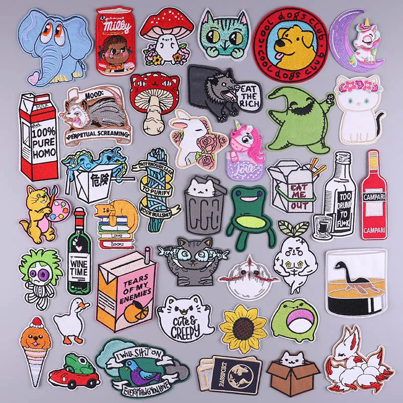 

Cartoon Patch Iron On Patches On Clothes Animal Embroidered Patches For Clothing Cat Patch For Clothes Badges Stickers Applique