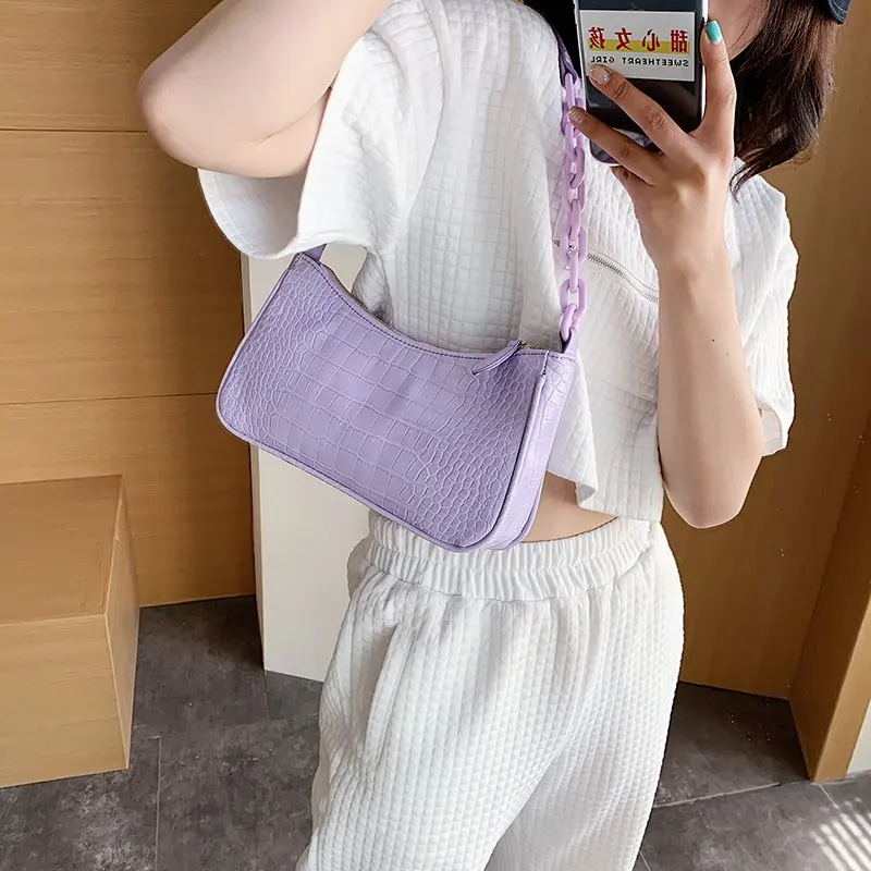 Фиолетовая Сумка седло на цепочке женская сумка плечо 2020 модная маленькая