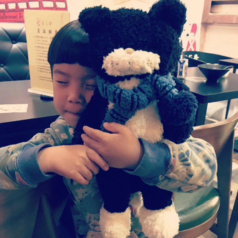 Шарф Tiimo с мультяшным животным Черный кот мягкая игрушка 42 см плюшевая кукла