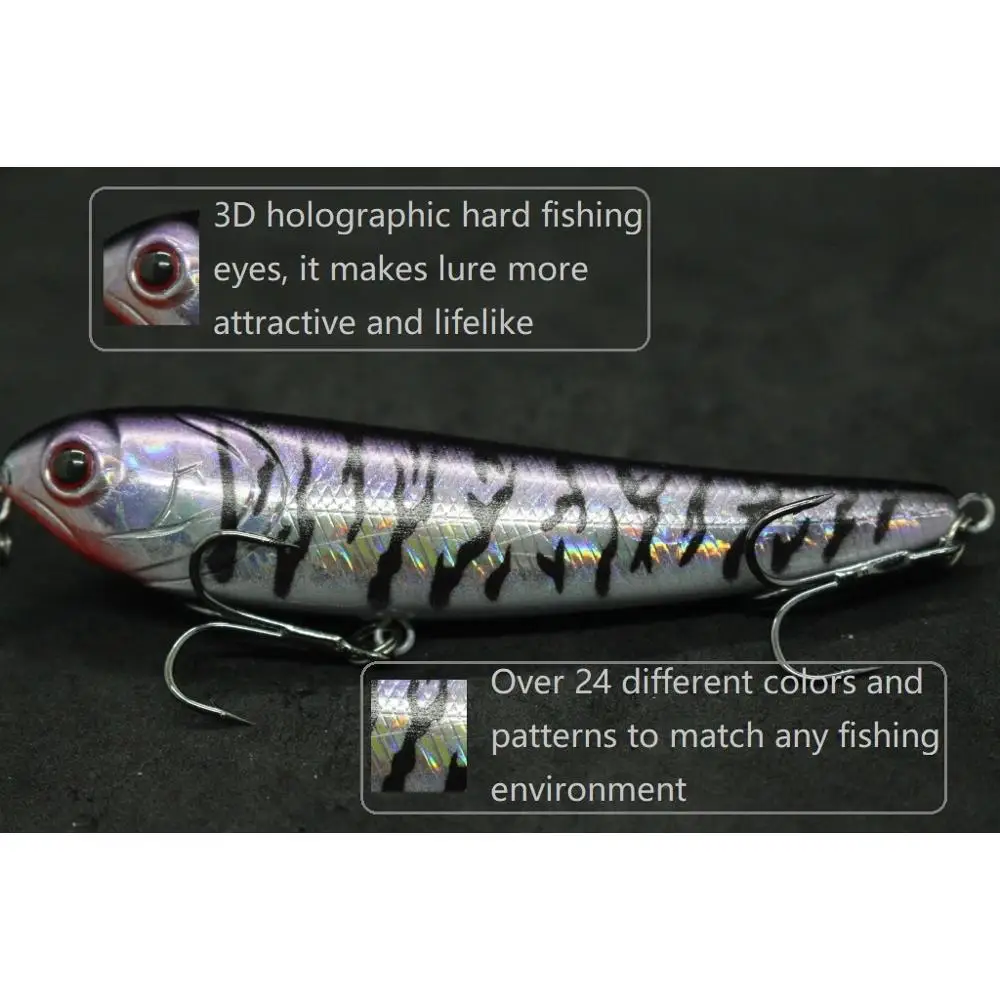 wLure 10cm 18g Long Casting Topwater Popper Walking Lure ZigZag Action Floating Bait 3D Hard Eyes Fishing Lure W635