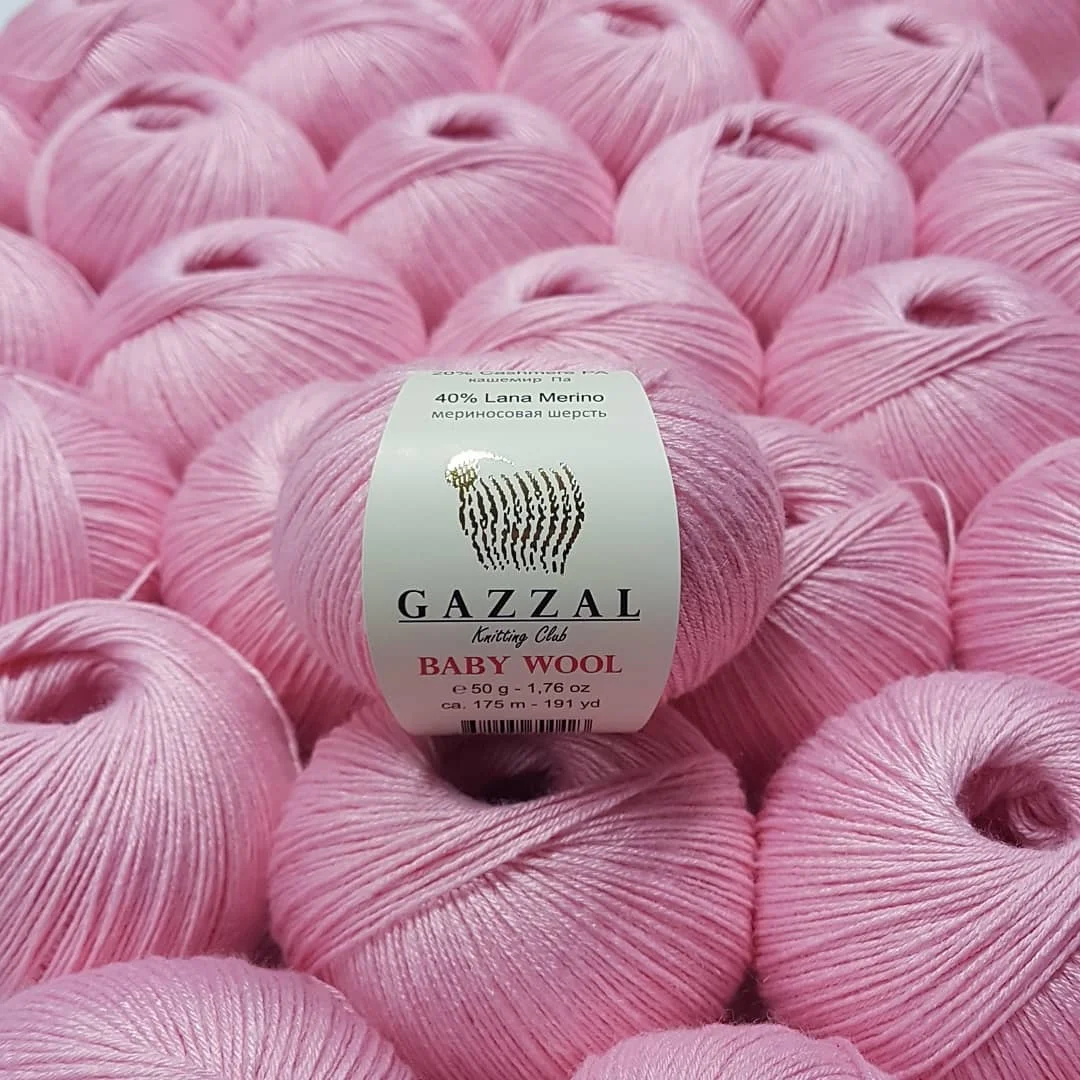 Пряжа Gazzal Baby Wool 8 Ball для ручного вязания 50 г 175 метров акрил меринос кашемир