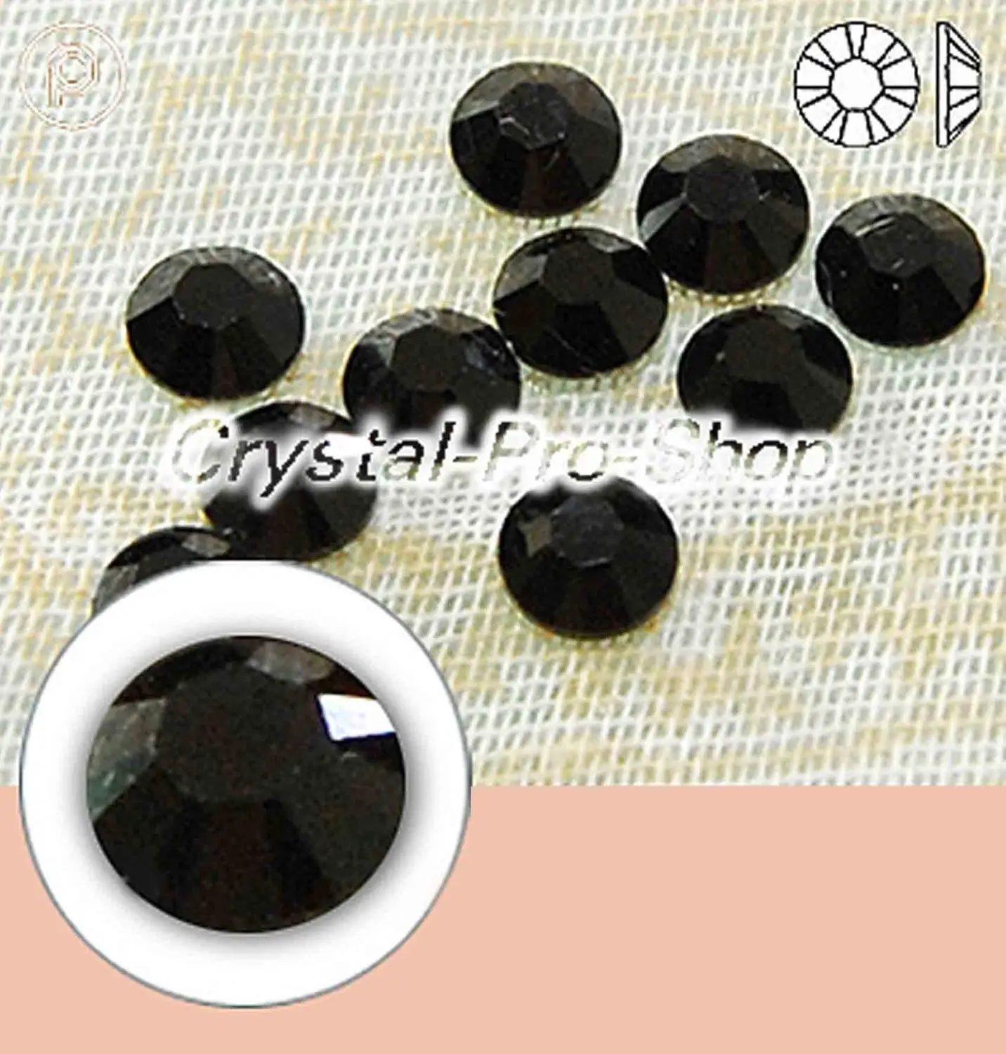 Swarovski Elements Black(280)(без горячей фиксации/горячей фиксации) железо вкл(ss3-ss34)(1 мм-7 мм) Стразы с плоским основанием