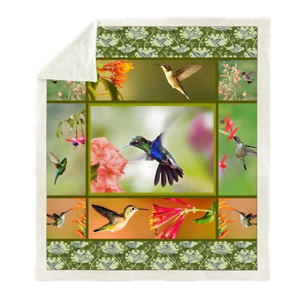 Плюшевое покрывало с изображением птиц совы воробей шерпа флисовое домашнее