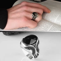 Men's Black Zircon Stone 925 Sterling Silver Ring All Sizes Custom Design 2022 Summer Winter Fashion Trend Accessories Products Free kargo