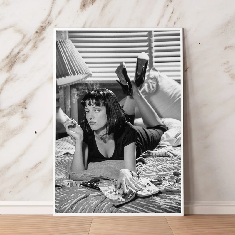 Криминальное художественное оформление, Постер Uma turman 1994, винтажные принты, черный, белый, классический фильм, фото, ретро, настенное искусство, холст, живопись, Декор