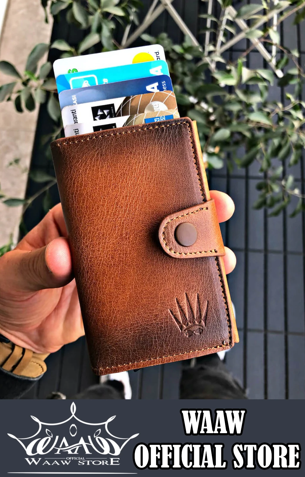 

Waaw A1028 genuine leather wallet RFID technology smart mechanism 6 different colors 1st class workmanship best selling 10x6.5