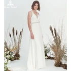 Пикантное кружевное ТРАПЕЦИЕВИДНОЕ свадебное платье на бретелях-спагетти с открытой спиной на шнуровке с высокой талией 2022 шифоновое свадебное платье на пуговицах