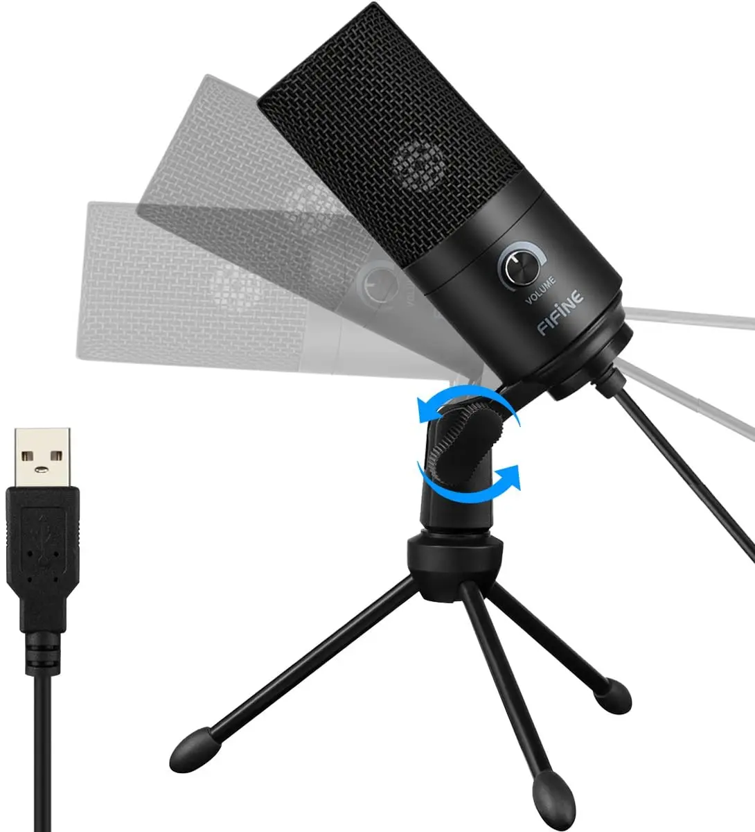 Микрофон Fifine K669B (Black) USB конденсаторный штатив-тринога регулятор громкости для