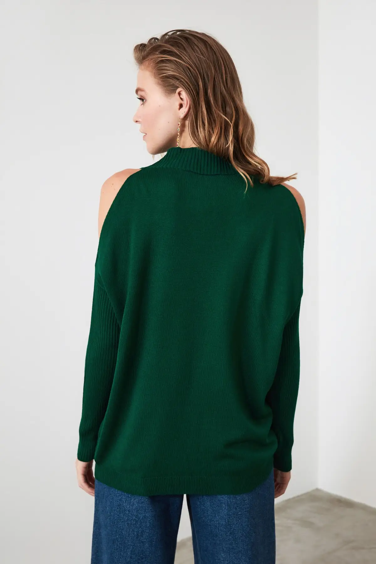 

Emerald Green Shoulder Decollet Knitwear zara woman 2020 hoodie bts anime kawaii harajuku y2k sudaderas genshin impact blouses