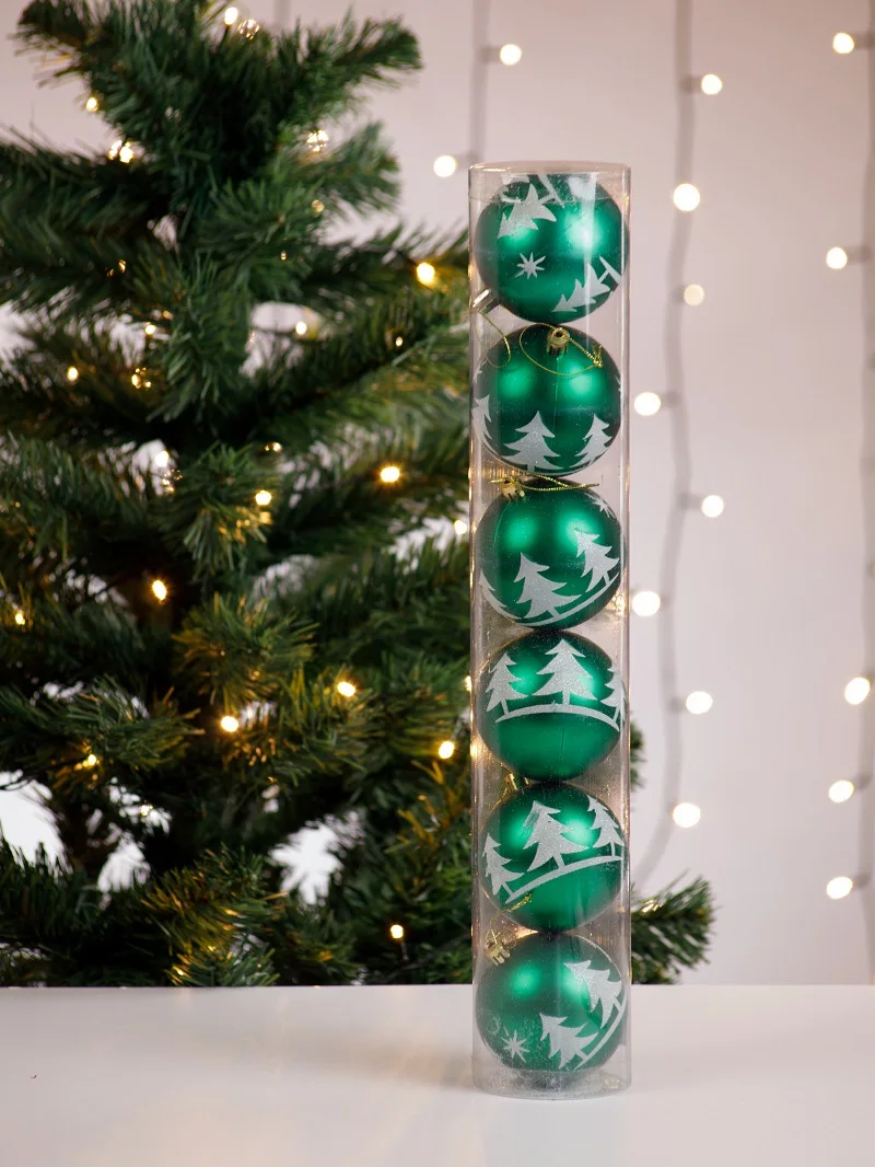 Набор елочных украшений &quotШары&quot (зеленый/принт &quotбелая елка маленькие