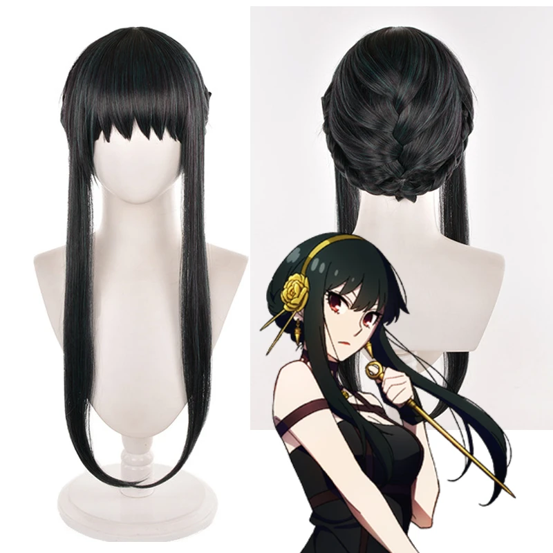 

Spy X Family Yor Forger Cosplay Wig Back Bun 60cm Black Long Wig Anime Cosplay Accessories Girls Daily Heat-Resistant Fiber Hair