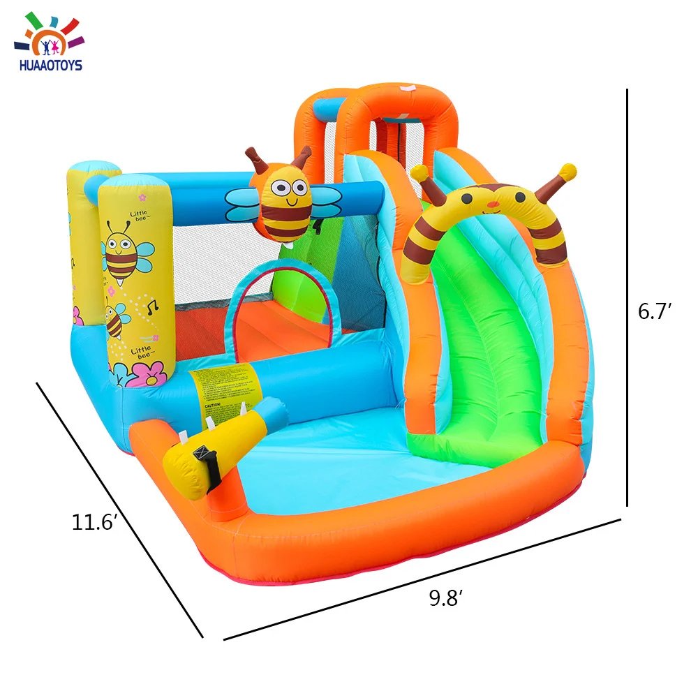 Комбинированный водный замок надувной батут розового цвета прыгающий детский