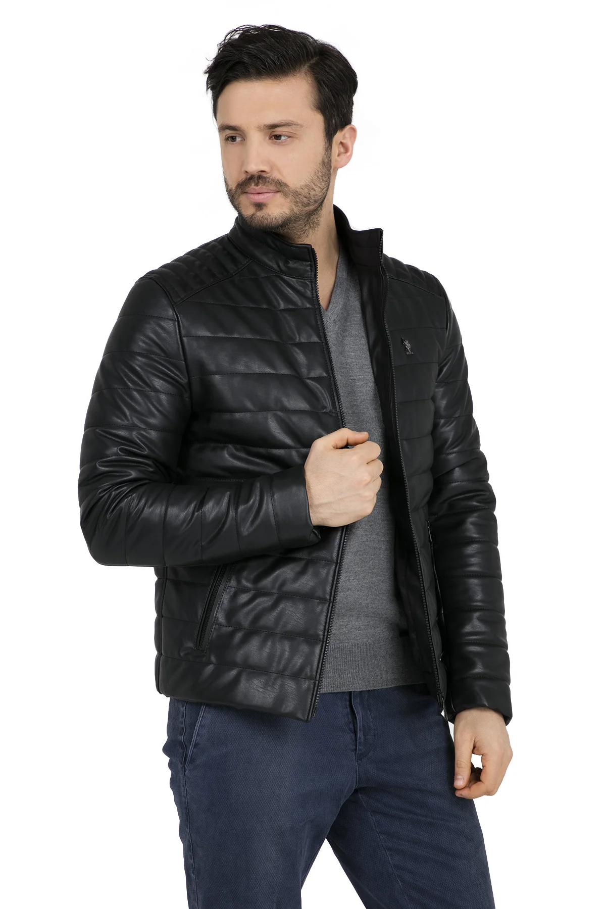 Мужская куртка поло из искусственной кожи G081SZ035P01 P8186|Куртки искуственной кожи| |