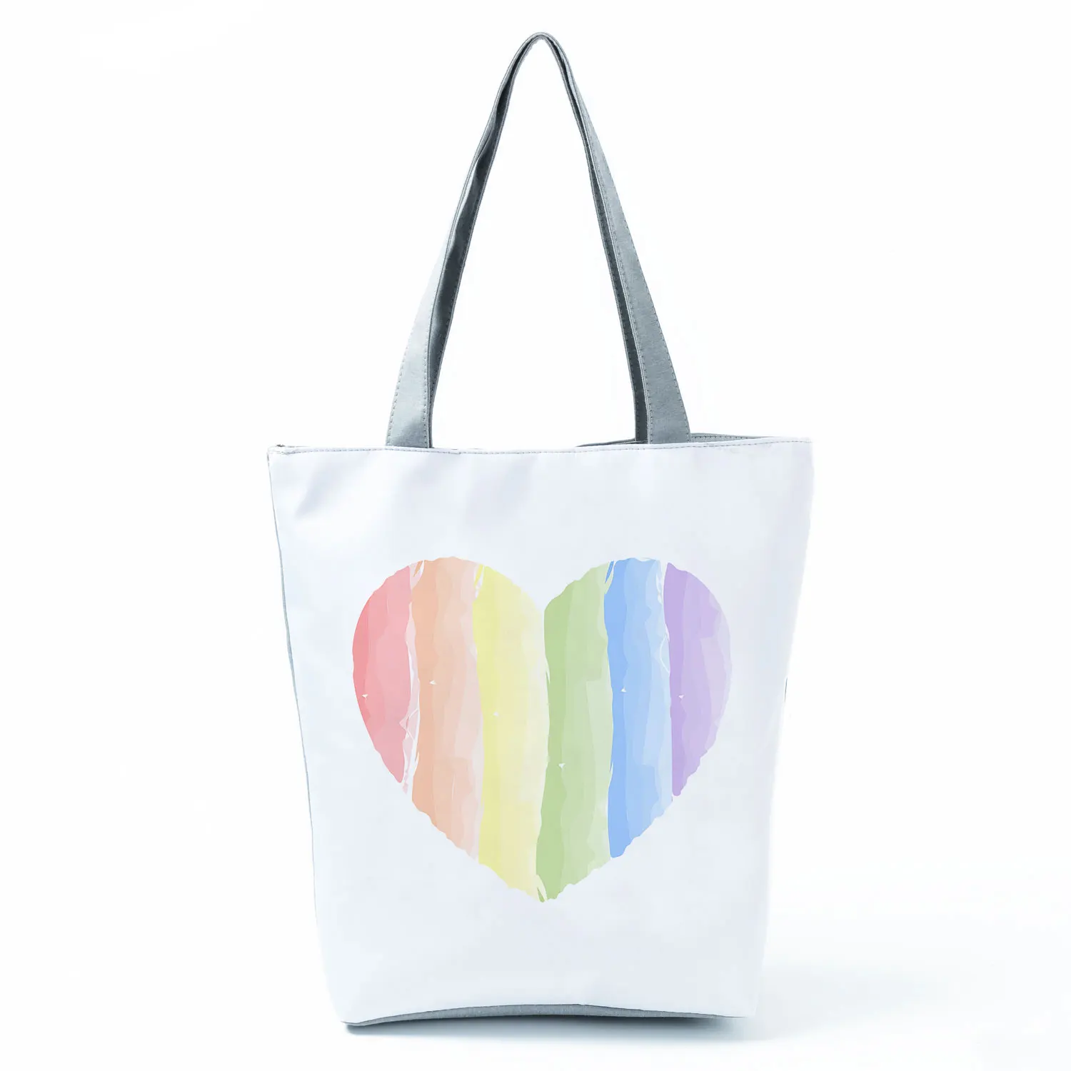 

Женская сумка для покупок с радужным принтом Love, вместительная Экологически чистая Сумка-тоут для покупок, простая универсальная модная пл...