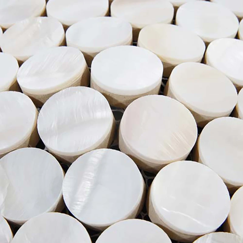 

11 PCS 8mm Thickness Penny Round Freshwater Shell Mosaic White Mother Of Pearl Tile MOP130 Bathroom Seashell Wall Tiles