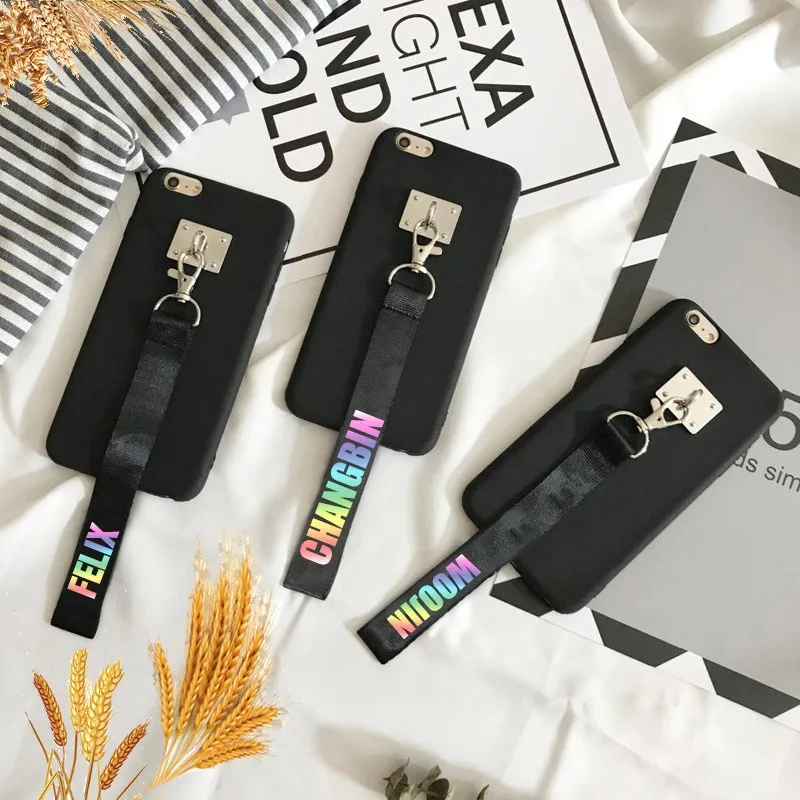 

KPOP Stray Kids Laser Name Strap Lanyard Key Chain Keyring Black White Available BangCHAN FELIX MINHO Phone Lanyard