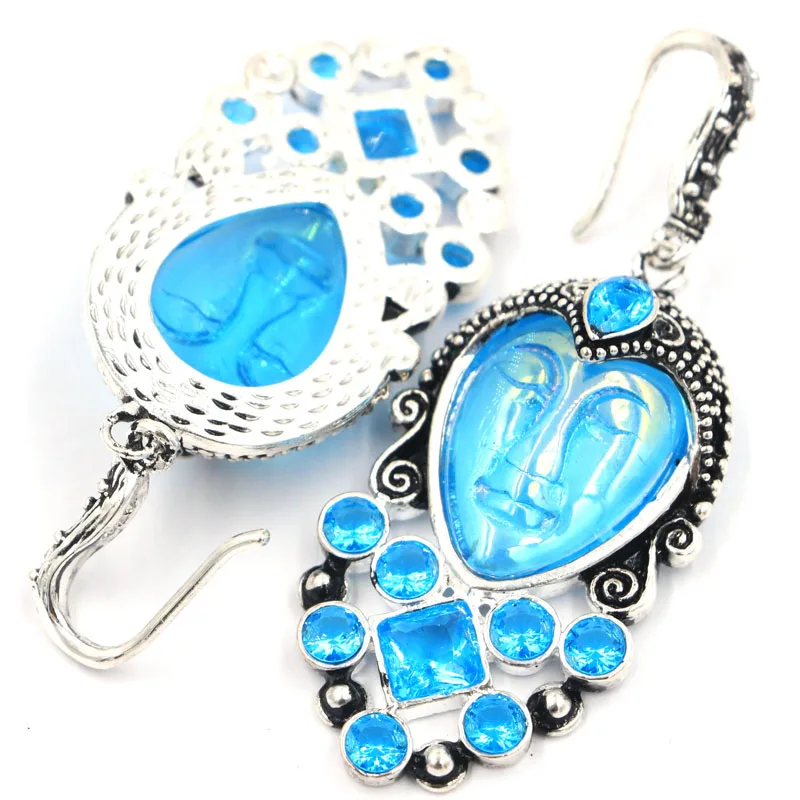 59x24 мм Удивительный Большой Персия богини лицо создан синий топаз розовый