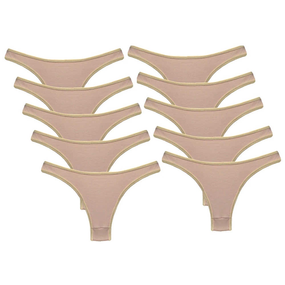 

Kit com 10 Calcinhas Conforto de Algodão Modelo Tanga Bege
